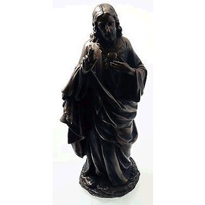 Sacred Heart Of Jesus Bronzetone Statue  10.25" H