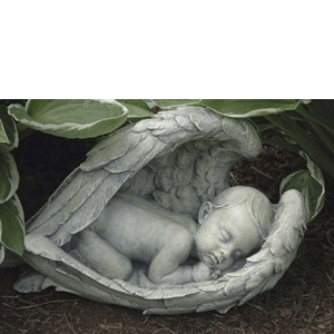 Sleeping Baby in Wings Garden Statue