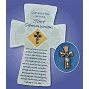 First Communion Cross Pin on Card