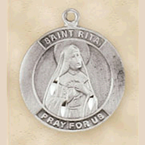 Pewter St. Rita Medal With Chain