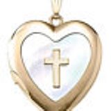 Heart Shaped Gold Plated Cross Locket on 18" Chain