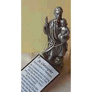 St. Christopher Patron Saint Of Travelers 3 1/4" Pewter Statue