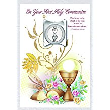 On Your First Holy Communion Greeting Card with Removable Token made in Italy