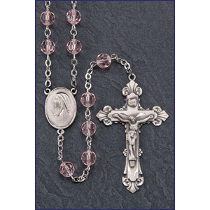 7mm Silver Swarovski Crystal Rose Rosary