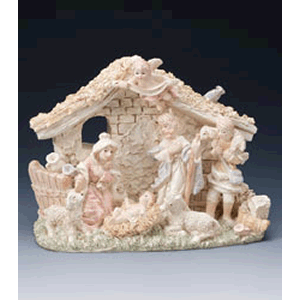 Painted Ivory Resin Nativity
