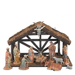 Nativity 12 Piece DiGiovanni 6" Plastic Pieces Includes Stable