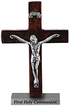 First Holy Communion Standing Wood Cross with Crucifix
