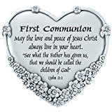 First Communion Floral Heart Table Top Plaque