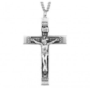 Sterling Silver Crucifix with Holy Spirit on 24" Chain