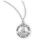 Sterling Silver Sacred Heart of Jesus Scapular Medal on 18" Chain