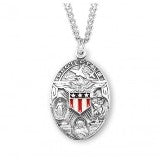Sterling Silver Oval Military Medal on 24" Chain