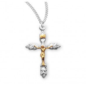 Sterling Silver Two Toned Wheat Crucifix