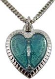 Sterling Silver Blue Enameled Heart Shaped Miraculous Medal
