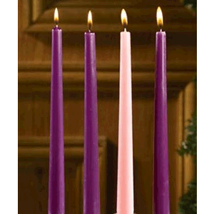 Advent Candles 10" Tapers Three Purple and One Pink