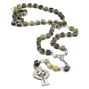 Connemara Marble Square Beads Rosary Made In Ireland