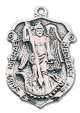 St. Michael Protect Us Silver Plated Medal on 24" Chain