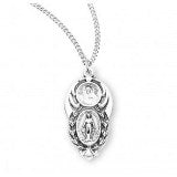 Sterling Silver Miraculous Medal Scapular Combination With Chain