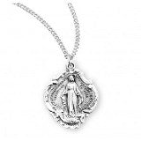 Sterling Silver Fancy Baroque Style Miraculous Medal With Chain