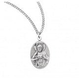 Sterling Silver Scapular Sacred Heart of Jesus Medal With Chain