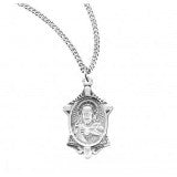 Sterling Silver Sacred Heart of Jesus Scapular Medal With Chain