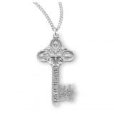Sterling Silver Key of Heaven Four-Way Combination Medal With Chain