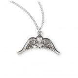 Sterling Silver Guardian Angel with Wings Medal on Chain