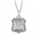 Sterling Silver Saint Michael Shield Style Medal With Chain