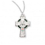 Sterling Silver Celtic Cross With White Enamel on Chain