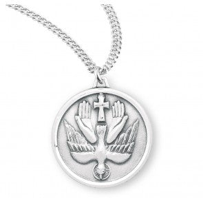 Holy Spirit Round Sterling Silver Medal