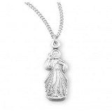 Sterling Silver Divine Mercy Cut-out Charm With Chain