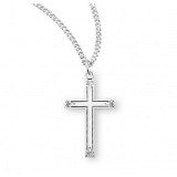 Sterling Silver Flower Tipped Cross With Chain
