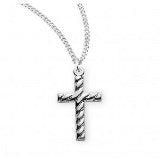 Sterling Silver Swirl Design Cross With Chain
