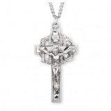 Sterling Silver Pierced IHS Crucifix Pendant With Chain