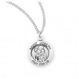 Sterling Silver Saint Joseph Round Medal With Chain
