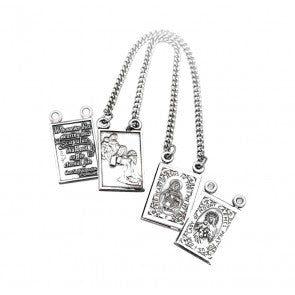 Sterling Silver Two Piece Scapular Medals With Chain