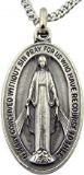 Silver Toned Oval Miraculous Medal on 24" Chain