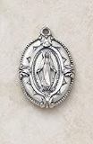 Sterling Silver Miraculous Medal with Mosaic Border on 18" Chain