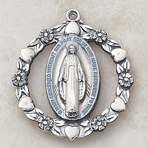 Sterling Silver Miraculous Medal With Chain
