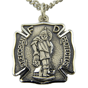 Sterling Silver St. Florian Medal With 20" Chain