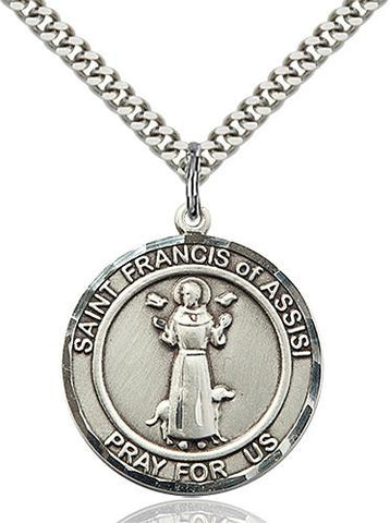 Pewter St. Francis of Assisi Medal With Chain