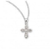 Sterling Silver Cross with Crystal Zircons and Chain