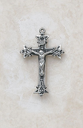 Crucifix 2" Silvertone with 24" Chain