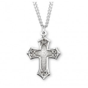 Sterling Silver Gothic Style Cross on 24" Chain