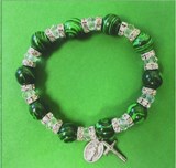 Irish Stretch Bracelet With Crystal Beads, Crucifix and Medal